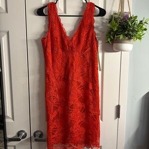 Nicole Miller Red Lace Dress